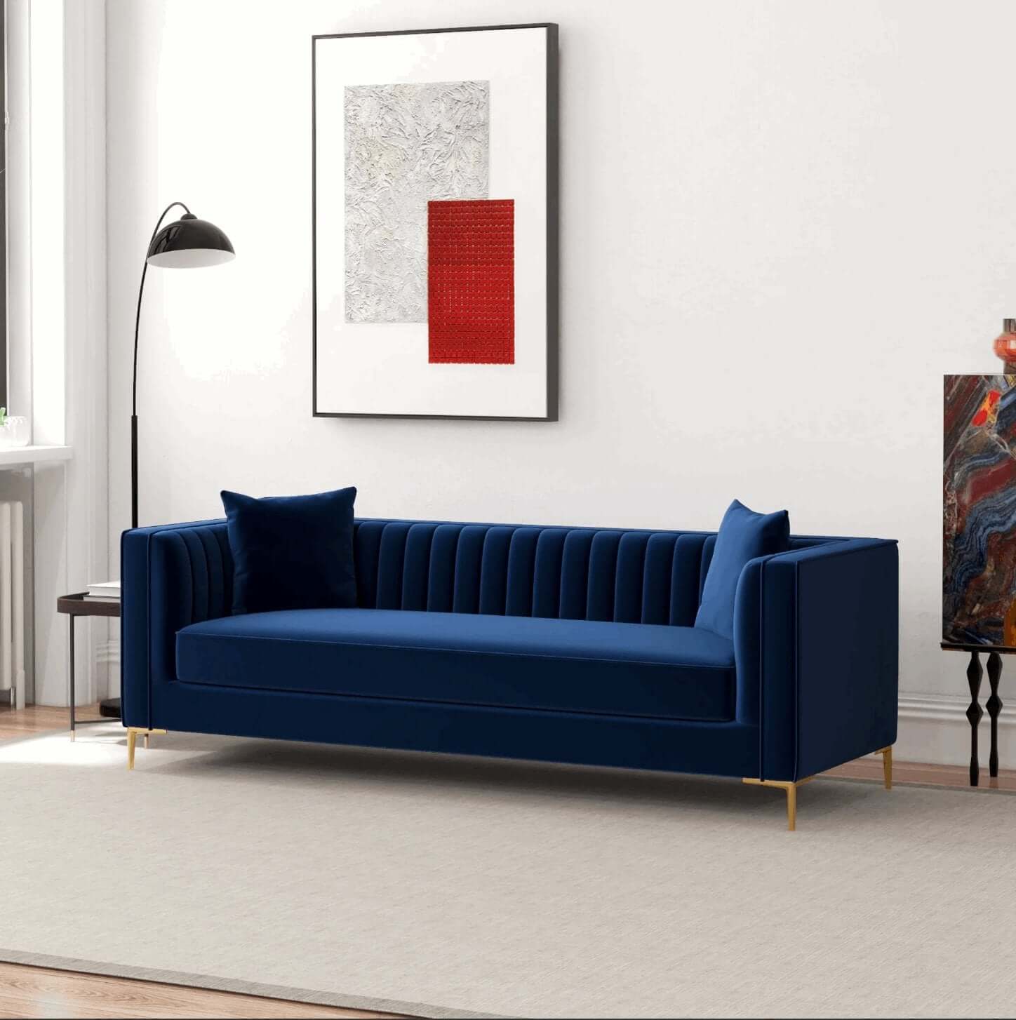 Angelina MCM Luxury Channel Tufted Sofa 84" - Revel Sofa 