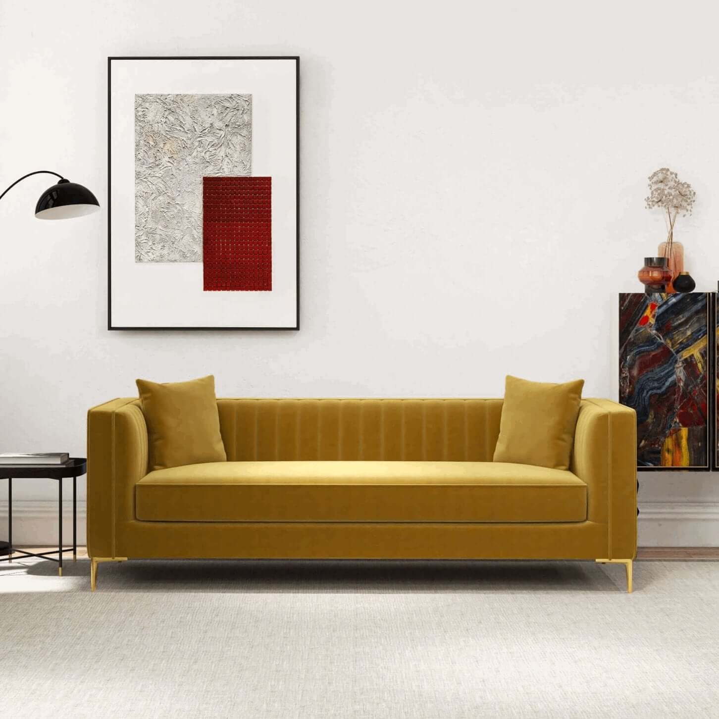 Angelina MCM Luxury Channel Tufted Sofa 84" - Revel Sofa 