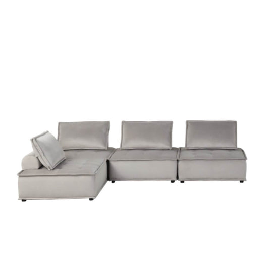 Anna Velvet Modular Sectional Sofa in Gray or Black, Fully Customizable - Revel Sofa