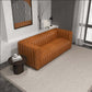 April Channel Tufted Sofa in Genuine Leather or Beige Boucle 86" - Revel Sofa 