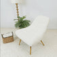Aubrey Tufted Boucle Lounge Chair – Modern Armless Accent Chair (2 Colors) in white with gold legs.