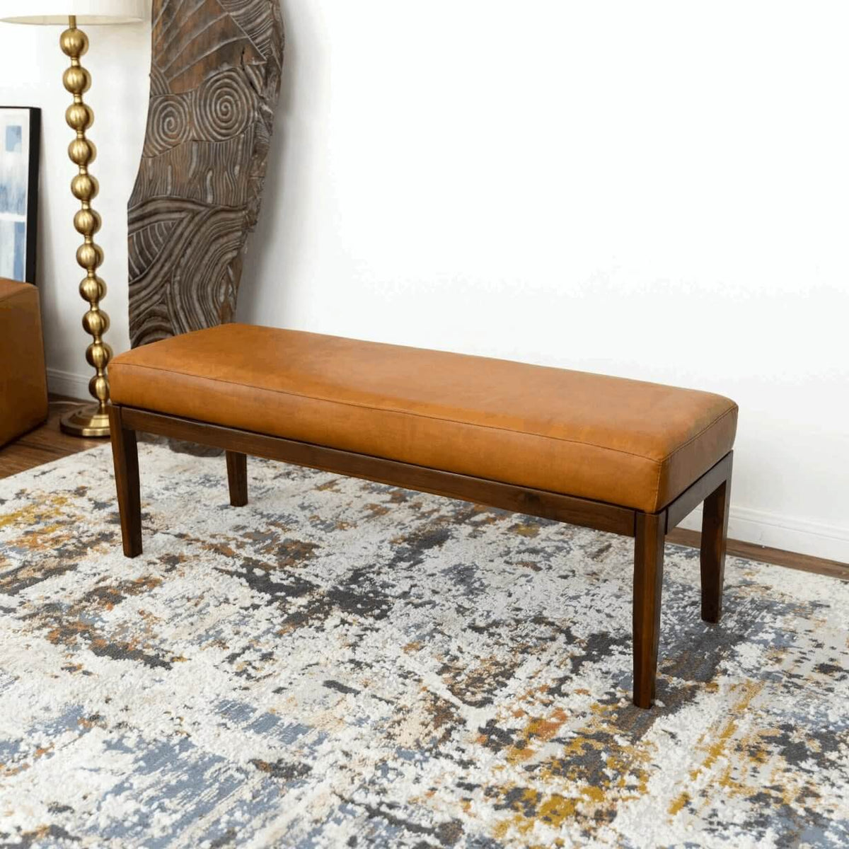 Austin MCM Genuine Leather Bench - Revel Sofa 