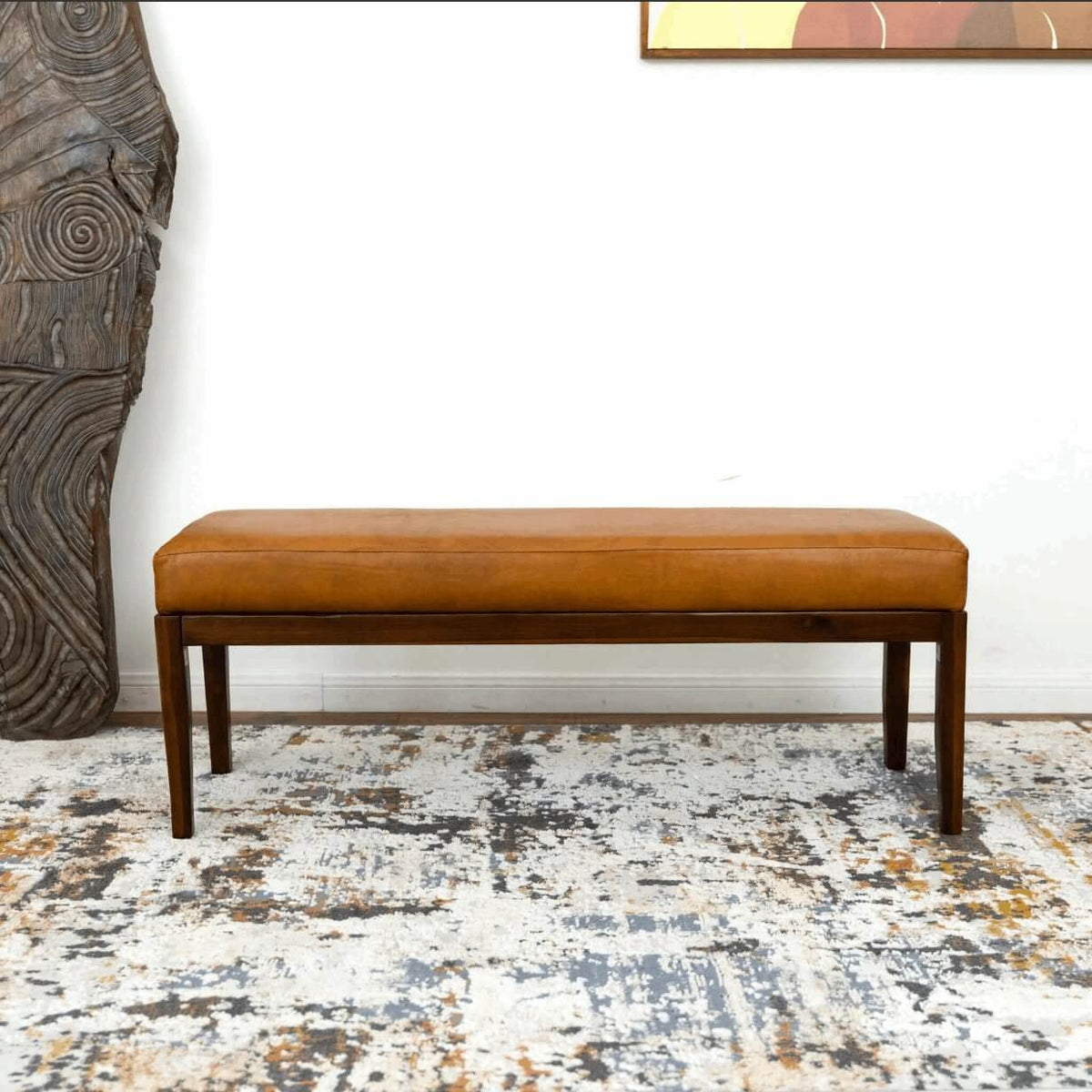 Austin MCM Genuine Leather Bench - Revel Sofa 