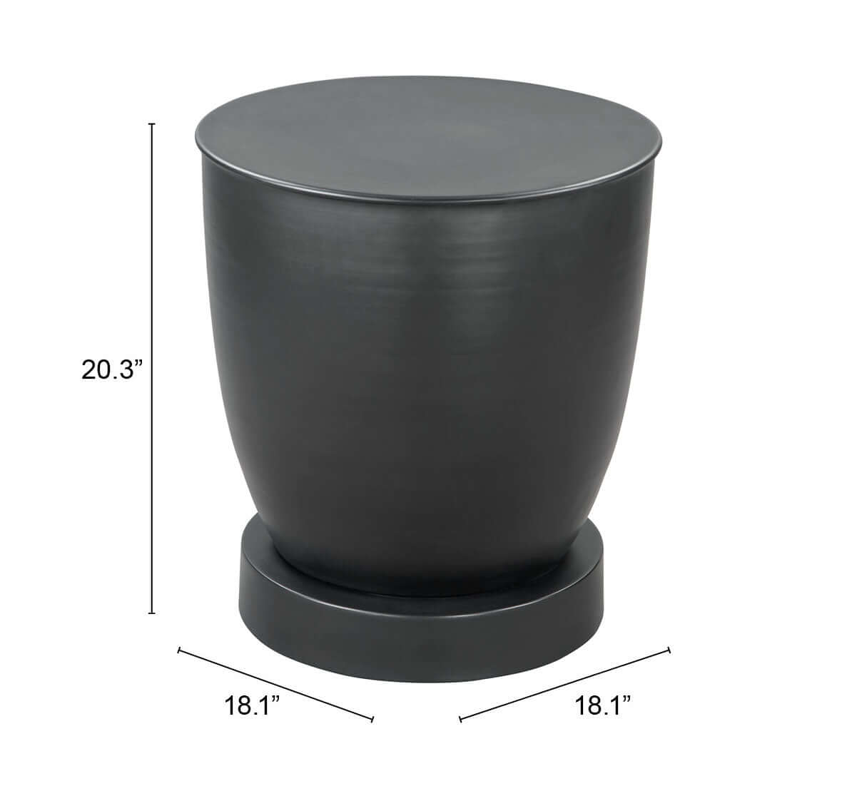 Baku Solid Iron Round End Table in Black - Revel Sofa 