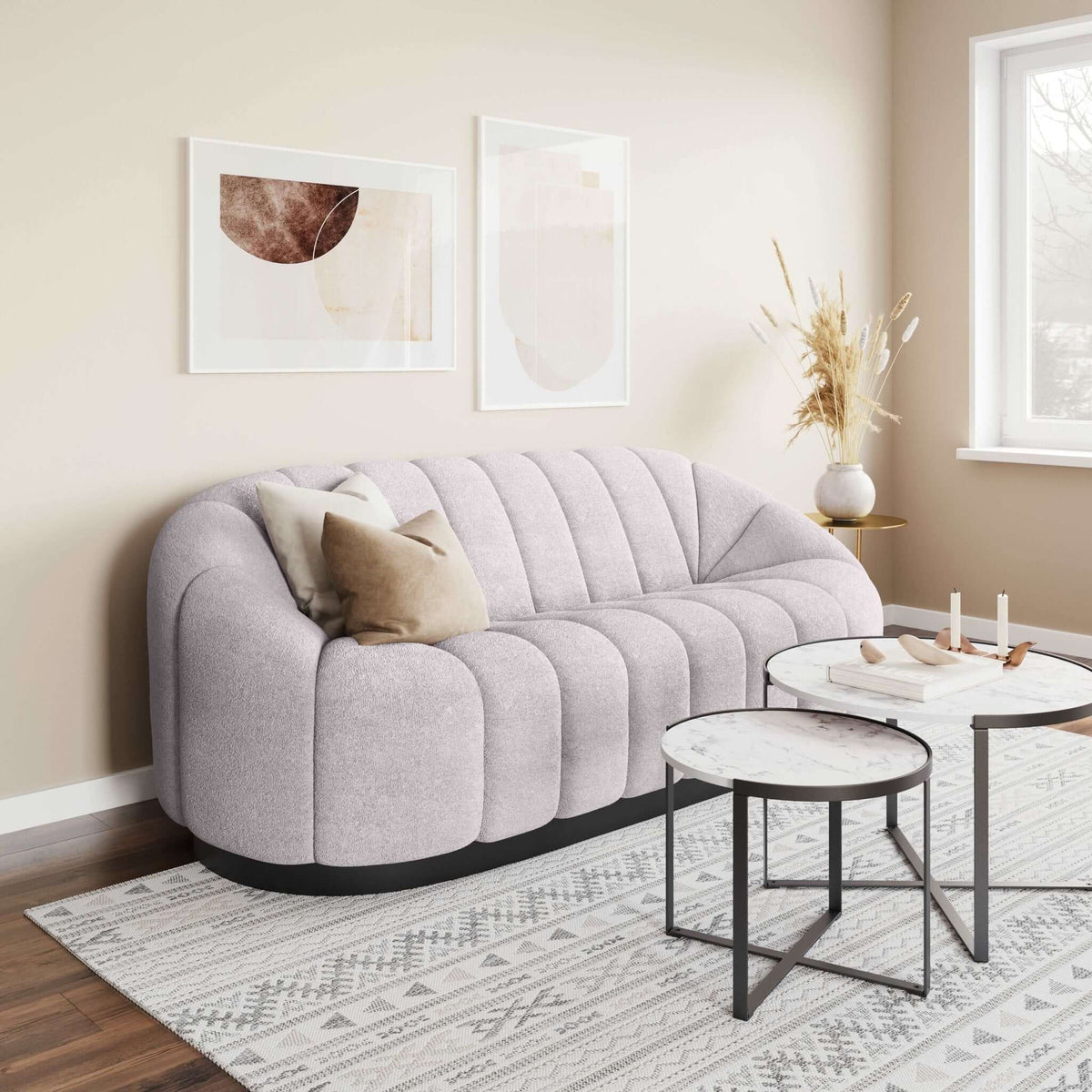 Bhutan Modern Channel Tufted Sofa 85" - Revel Sofa 