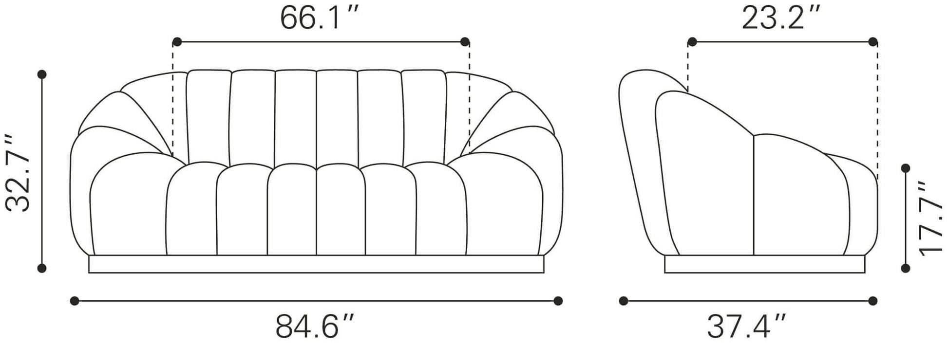 Bhutan Modern Channel Tufted Sofa 85" - Revel Sofa 