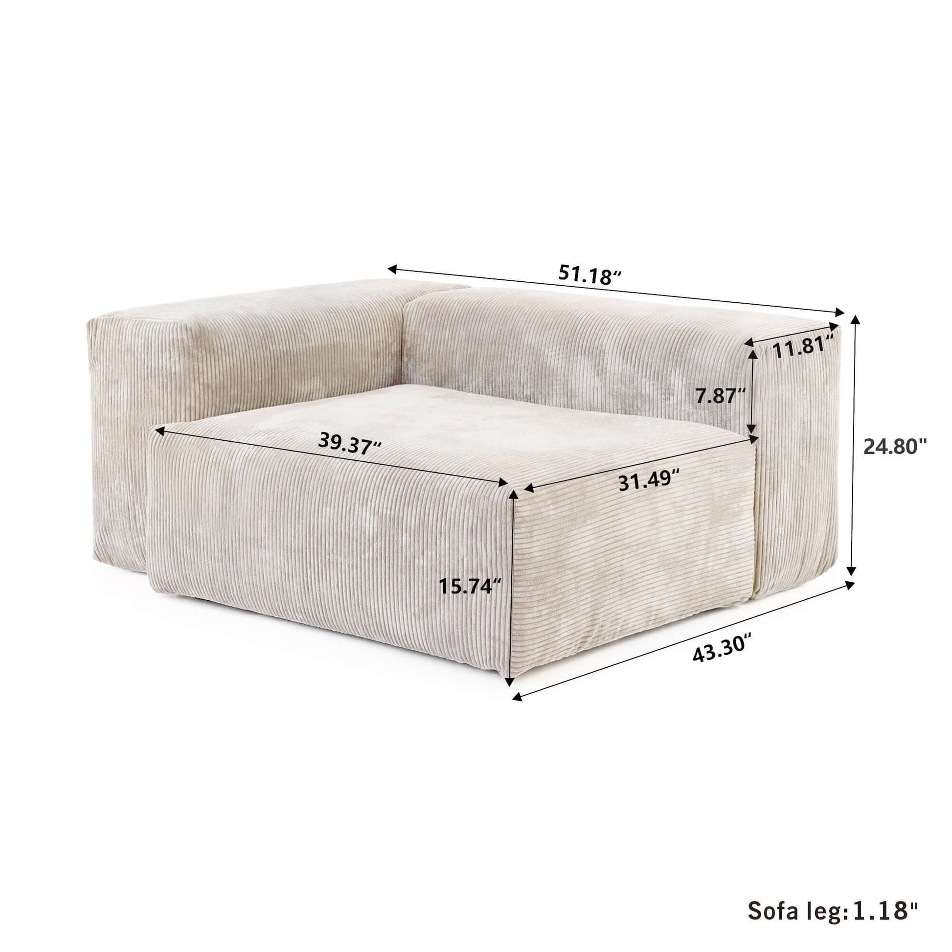 Big-Plush Modular Corduroy Sectional Sofa Customizable (Brown, Black, or Beige)
