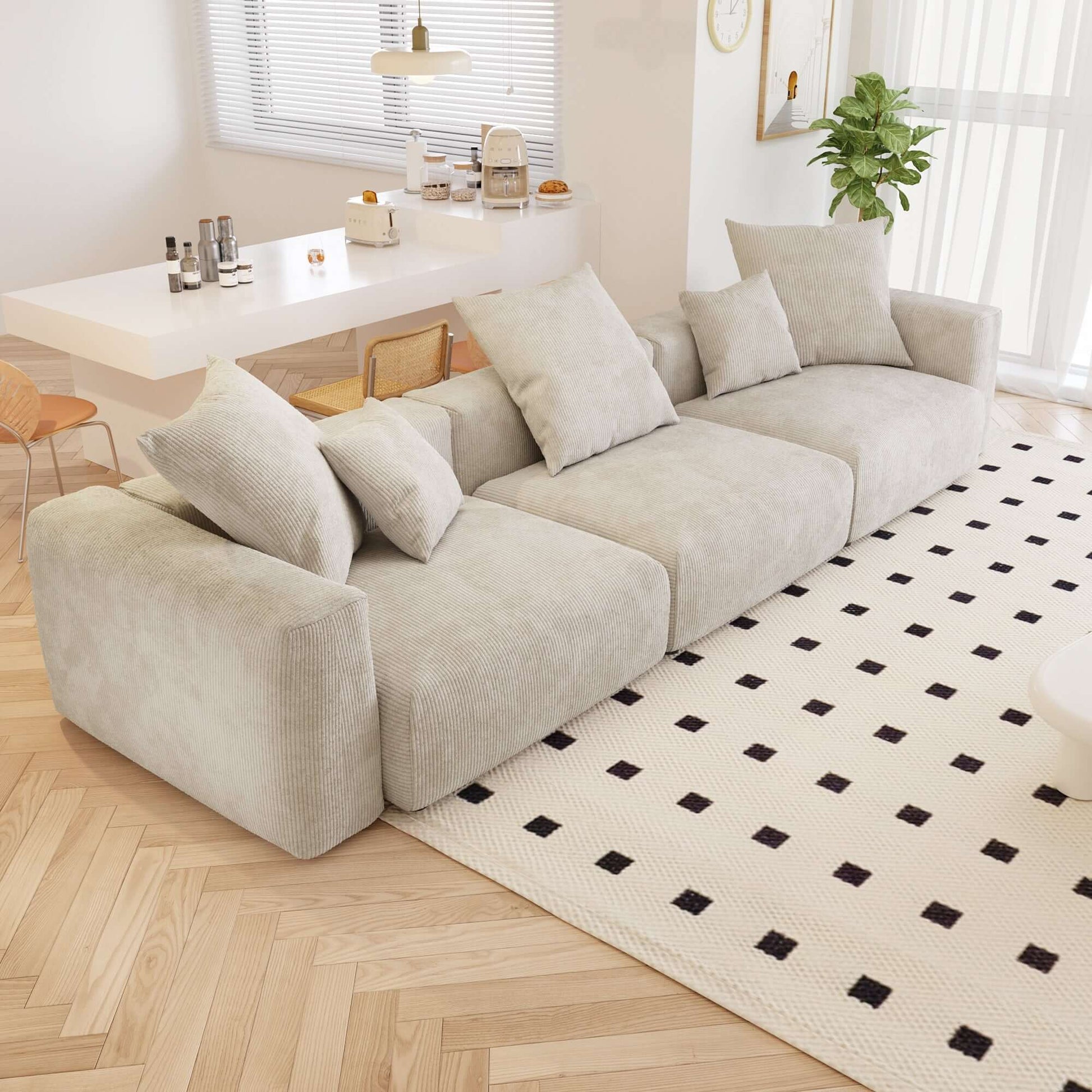 Big-Plush Modular Corduroy Sectional Sofa Customizable (Brown, Black, or Beige)