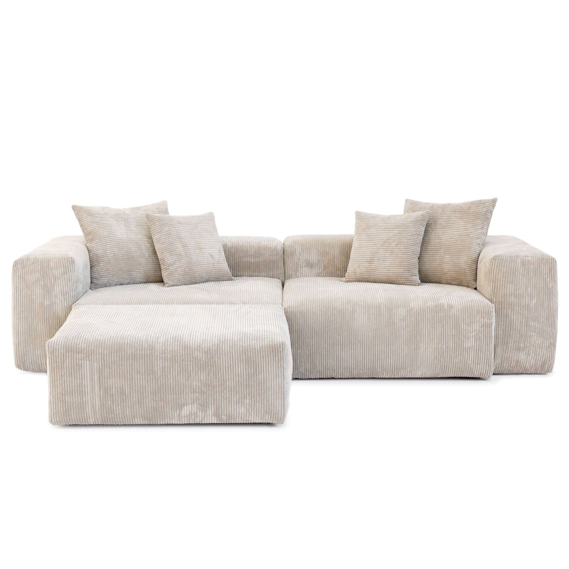 Big-Plush Modular Corduroy Sectional Sofa Customizable (Brown, Black, or Beige)