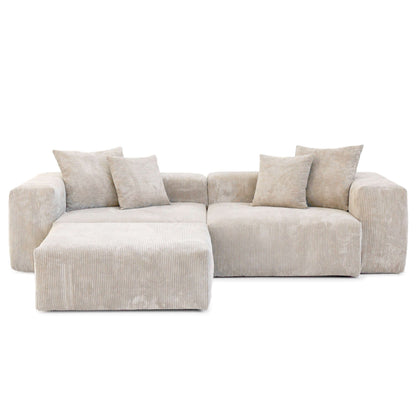 Big-Plush Modular Corduroy Sectional Sofa Customizable (Brown, Black, or Beige)