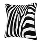Black And White Polyester Zebra Print Zippered Throw Pillow 20"x20"