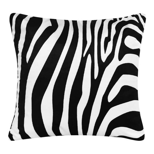 Black And White Polyester Zebra Print Zippered Throw Pillow 20"x20"