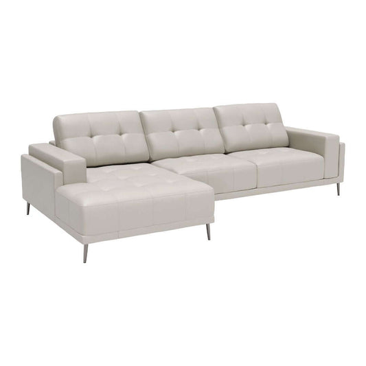 Bliss Leather L-Shape Chaise Sectional Sofa, Beige or Gray 122" - Revel Sofa 