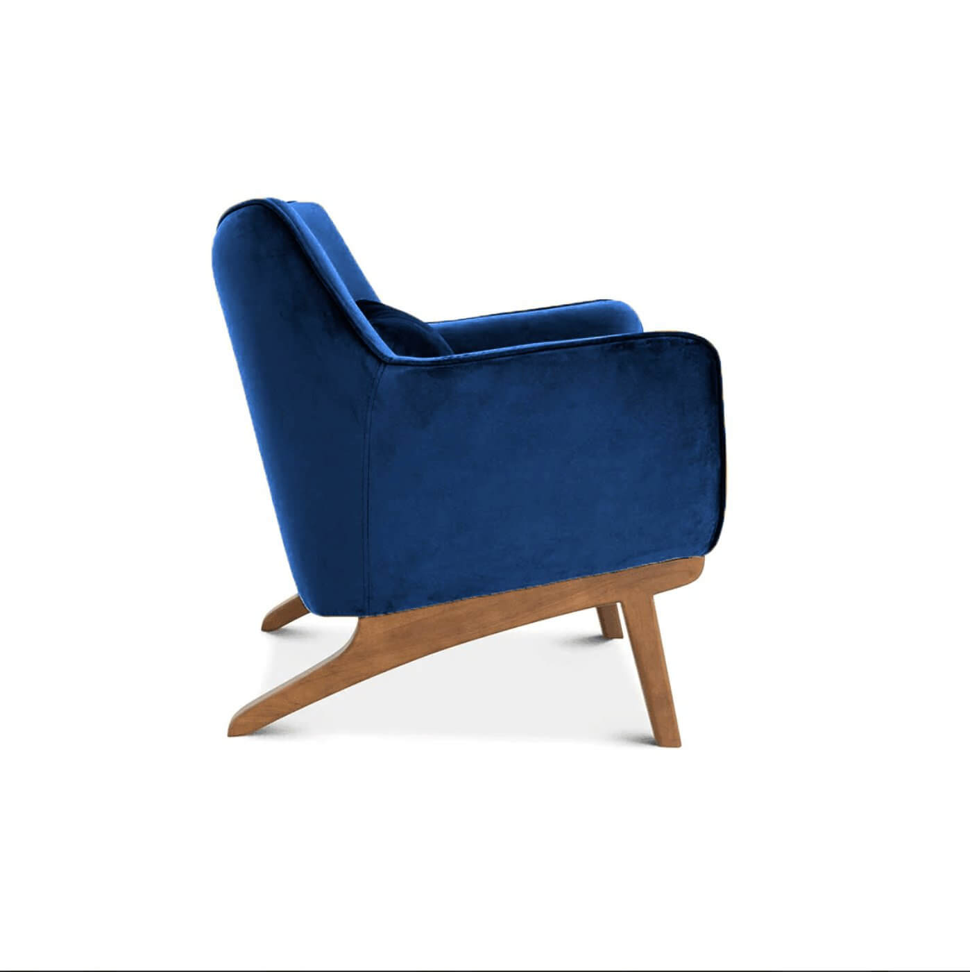 Brayden MCM Fabric Accent Lounge Chair – Modern Upholstered Chair (Multiple Fabrics & Colors) in blue velvet.