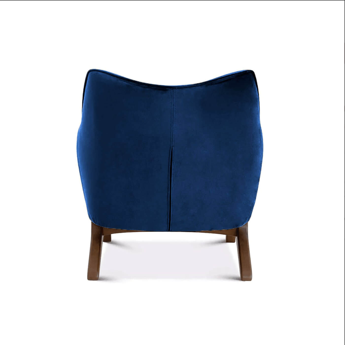 Brayden MCM Fabric Accent Lounge Chair – Modern Upholstered Chair (Multiple Fabrics & Colors) in blue velvet from the back.