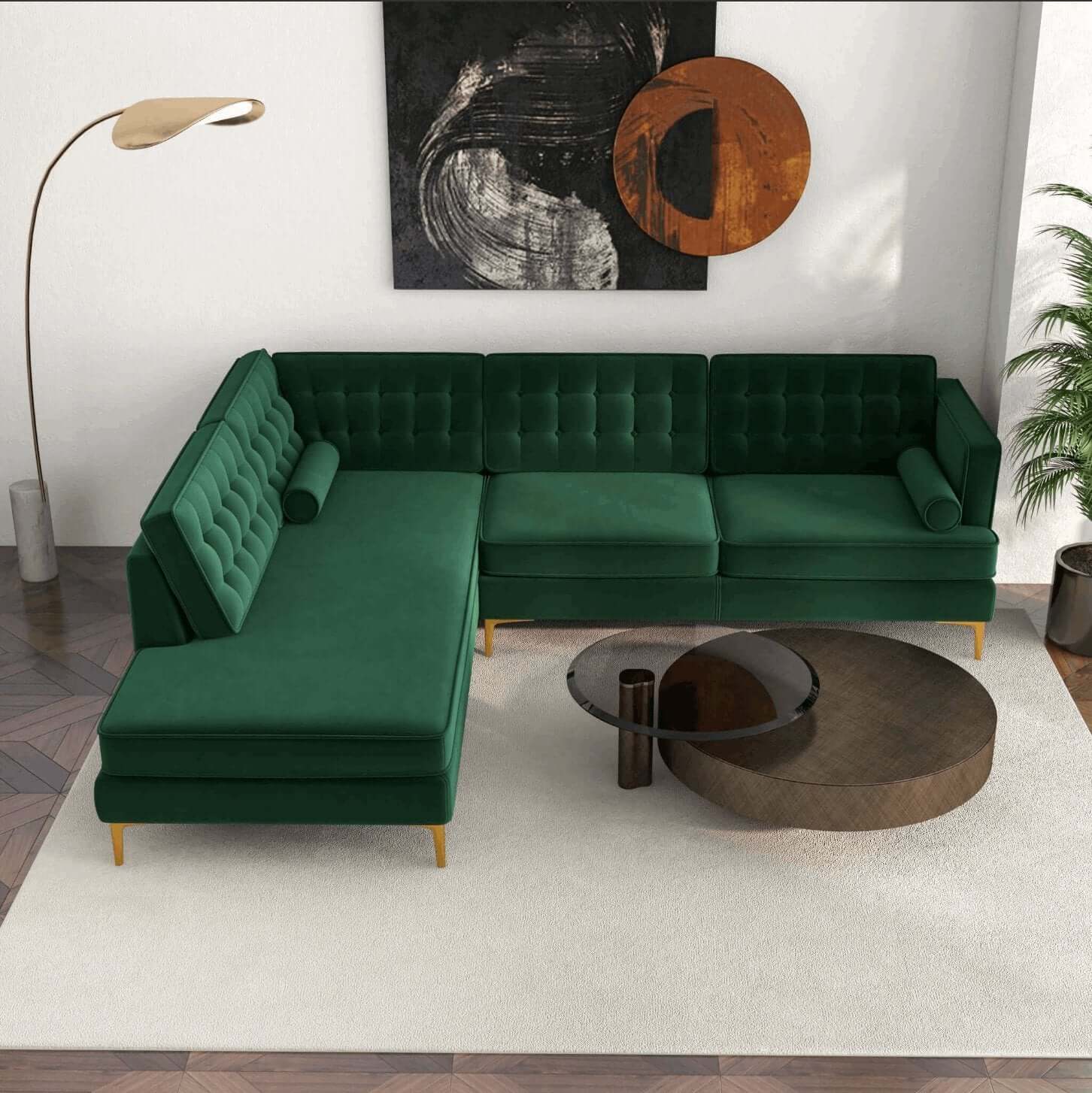 Brooke MCM Tufted Chaise Sectional Sofa 101" - Revel Sofa 