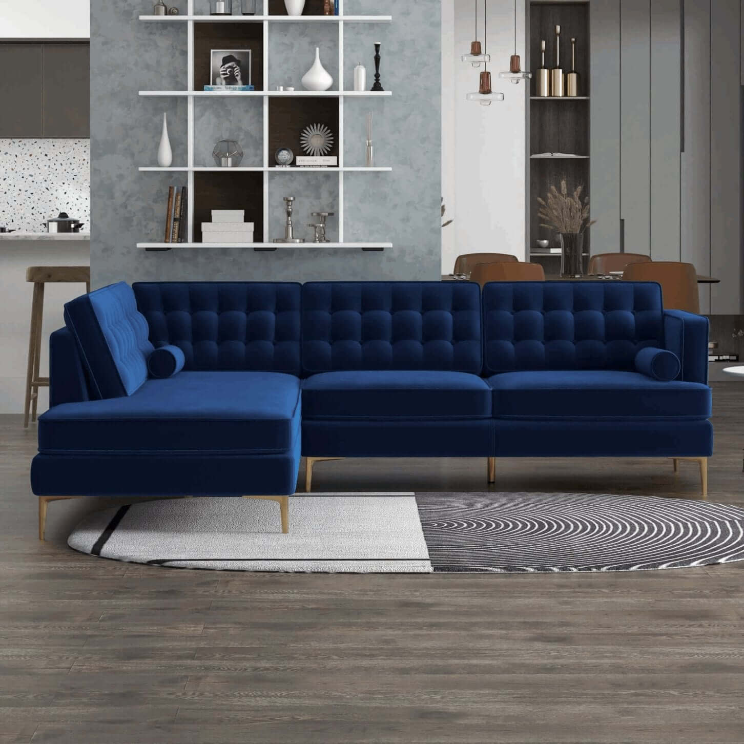 Brooke MCM Tufted Chaise Sectional Sofa 101" - Revel Sofa 