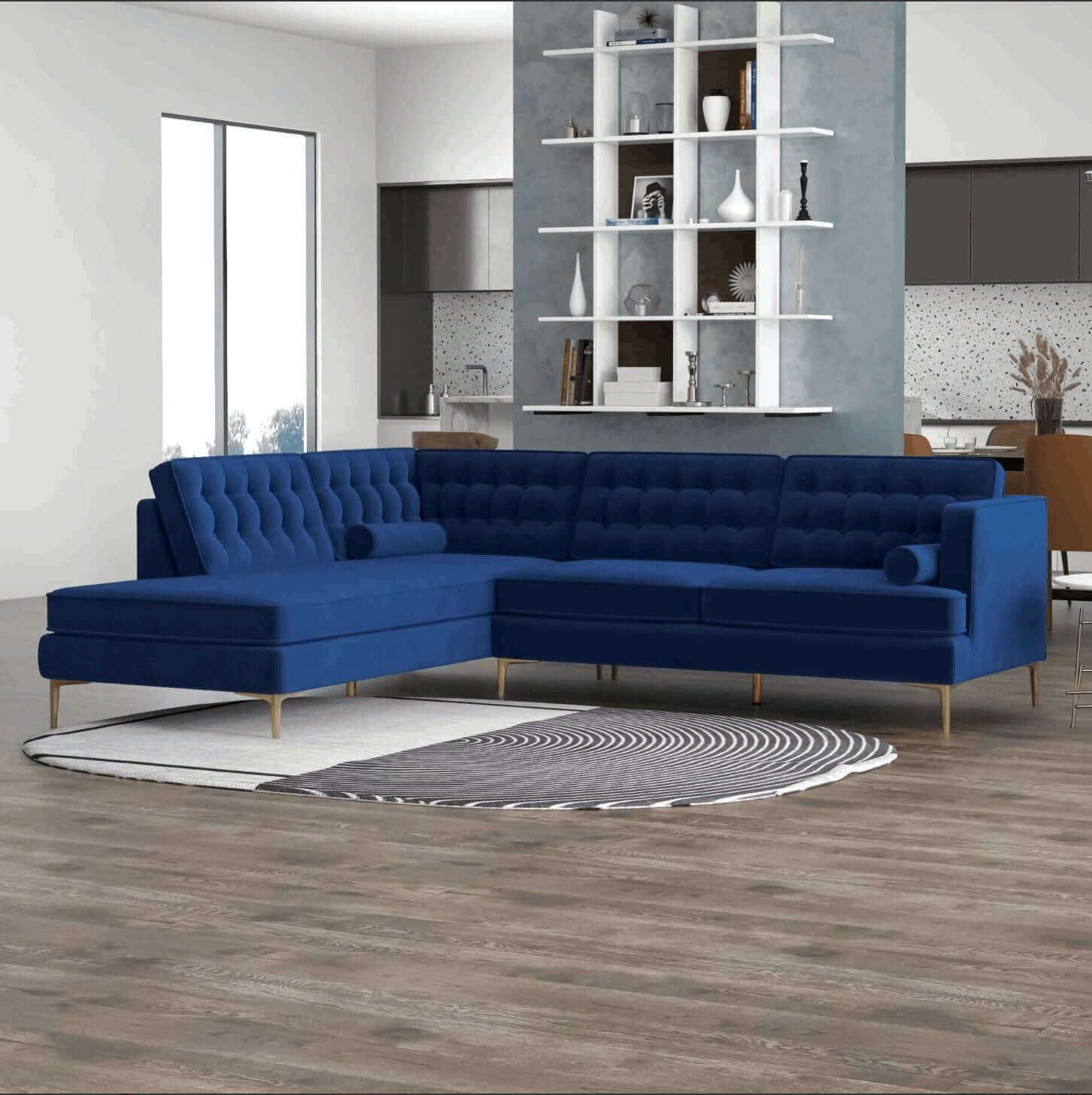 Brooke MCM Tufted Chaise Sectional Sofa 101" - Revel Sofa 