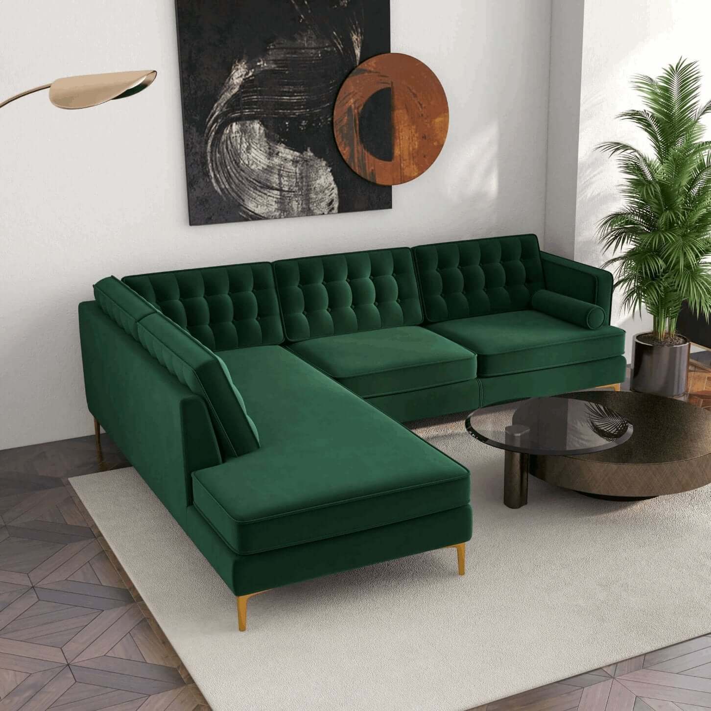 Brooke MCM Tufted Chaise Sectional Sofa 101" - Revel Sofa 