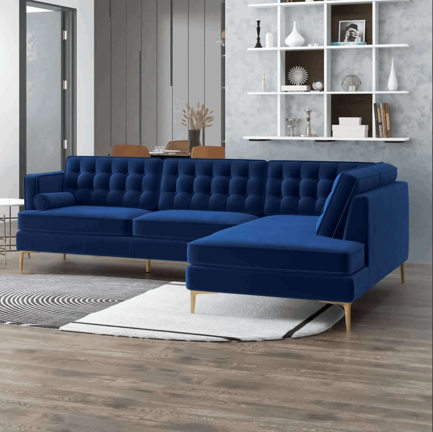 Brooke MCM Tufted Chaise Sectional Sofa 101" - Revel Sofa 