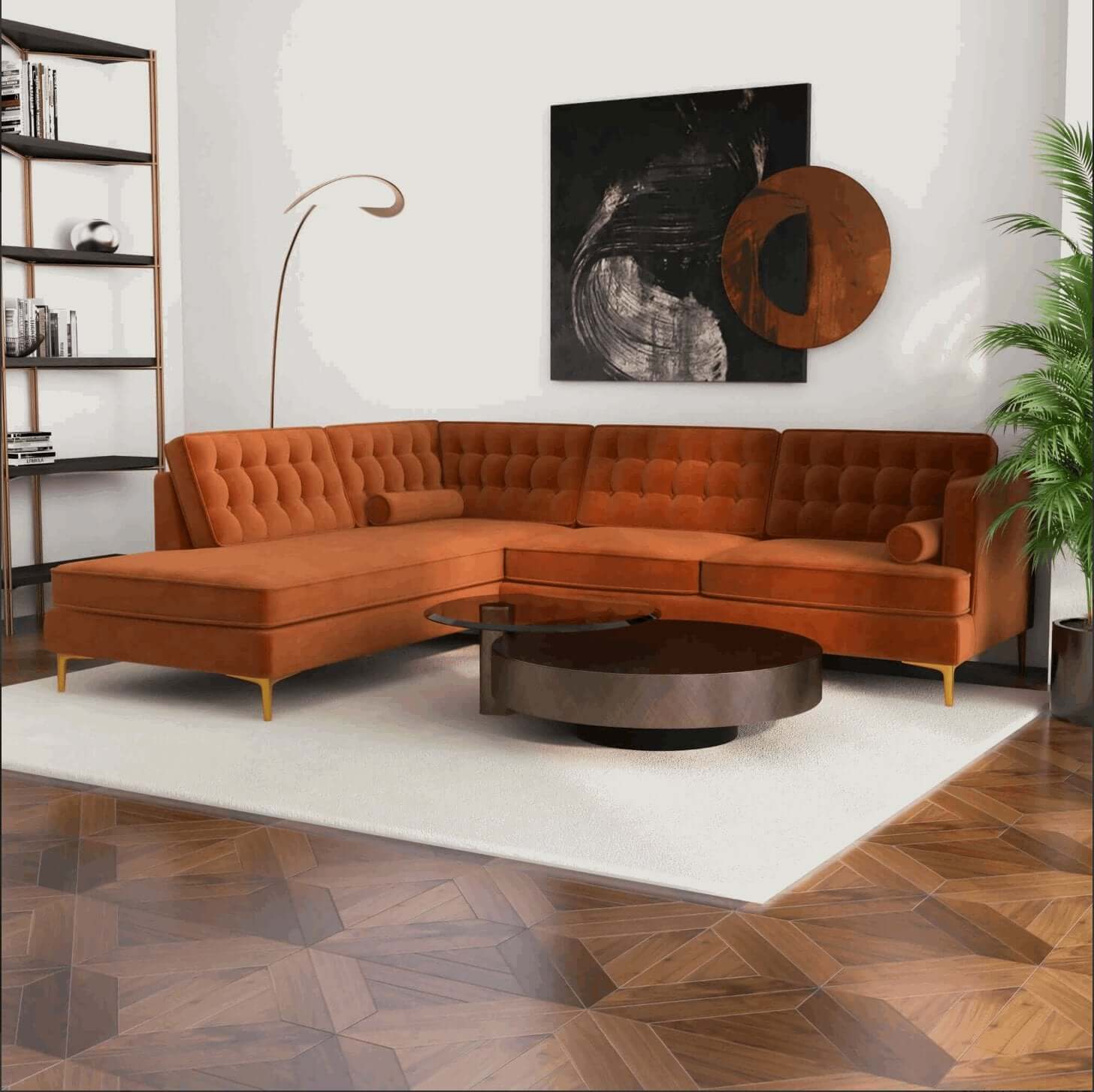 Brooke MCM Tufted Chaise Sectional Sofa 101" - Revel Sofa 