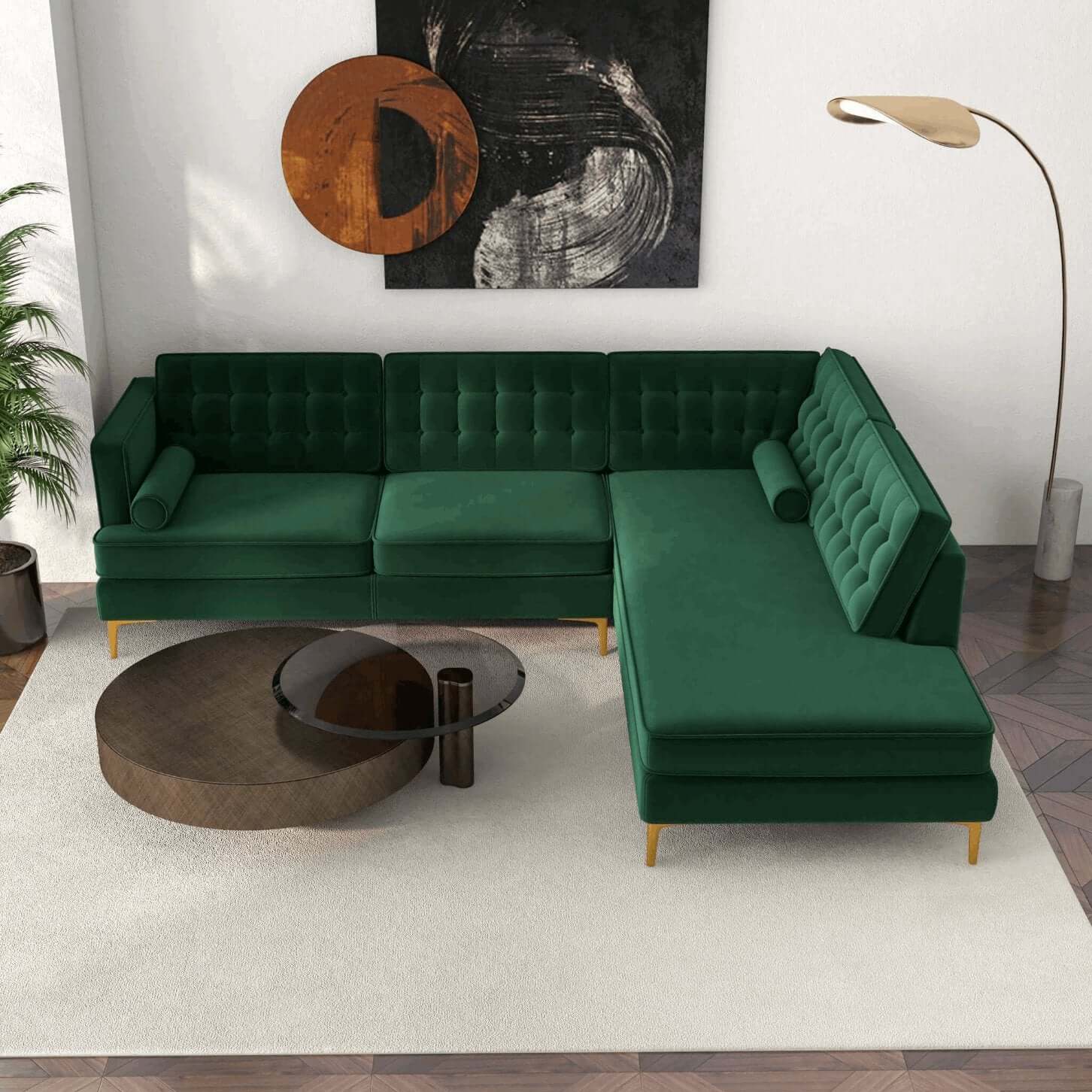 Brooke MCM Tufted Chaise Sectional Sofa 101" - Revel Sofa 