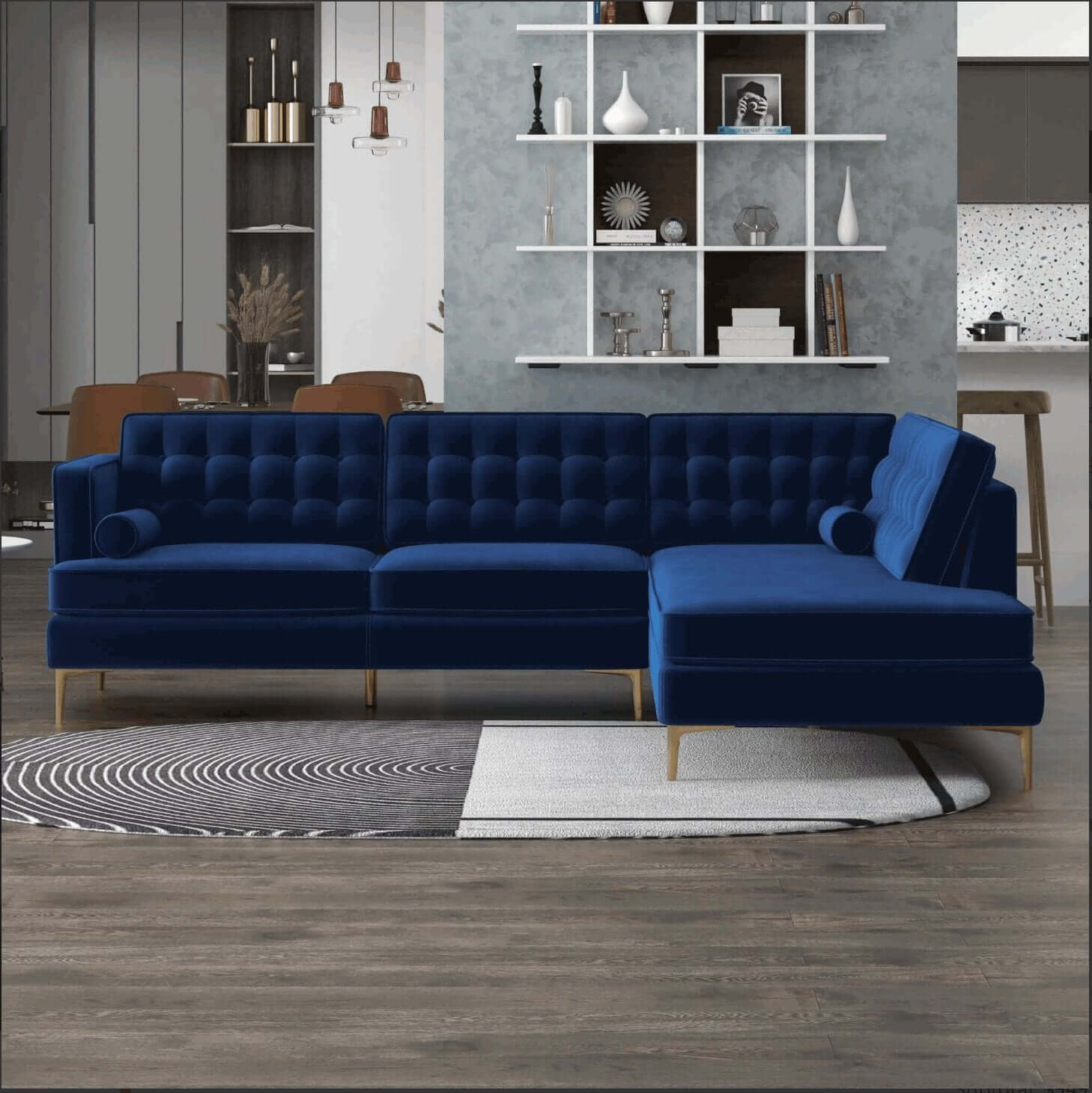 Brooke MCM Tufted Chaise Sectional Sofa 101" - Revel Sofa 