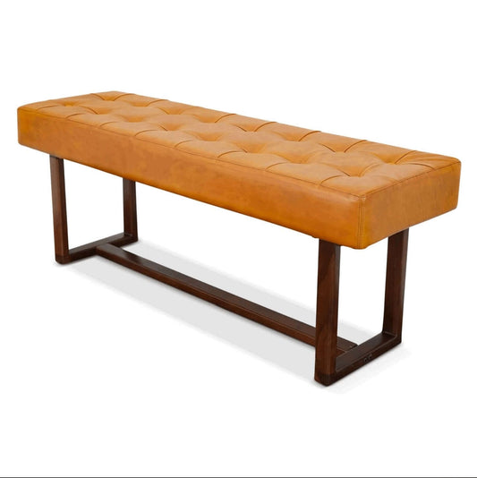 Cameron MCM Genuine Leather Tufted Bench - Revel Sofa 