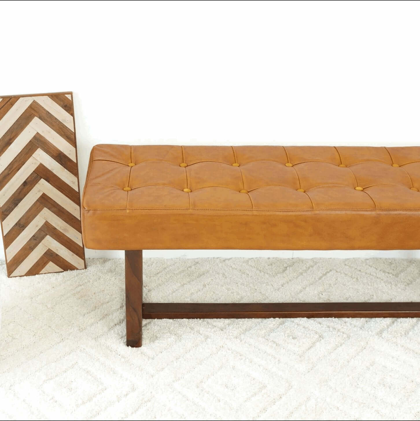 Cameron MCM Genuine Leather Tufted Bench - Revel Sofa 