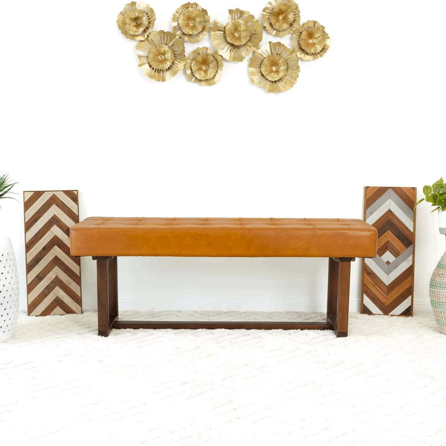 Cameron MCM Genuine Leather Tufted Bench - Revel Sofa 