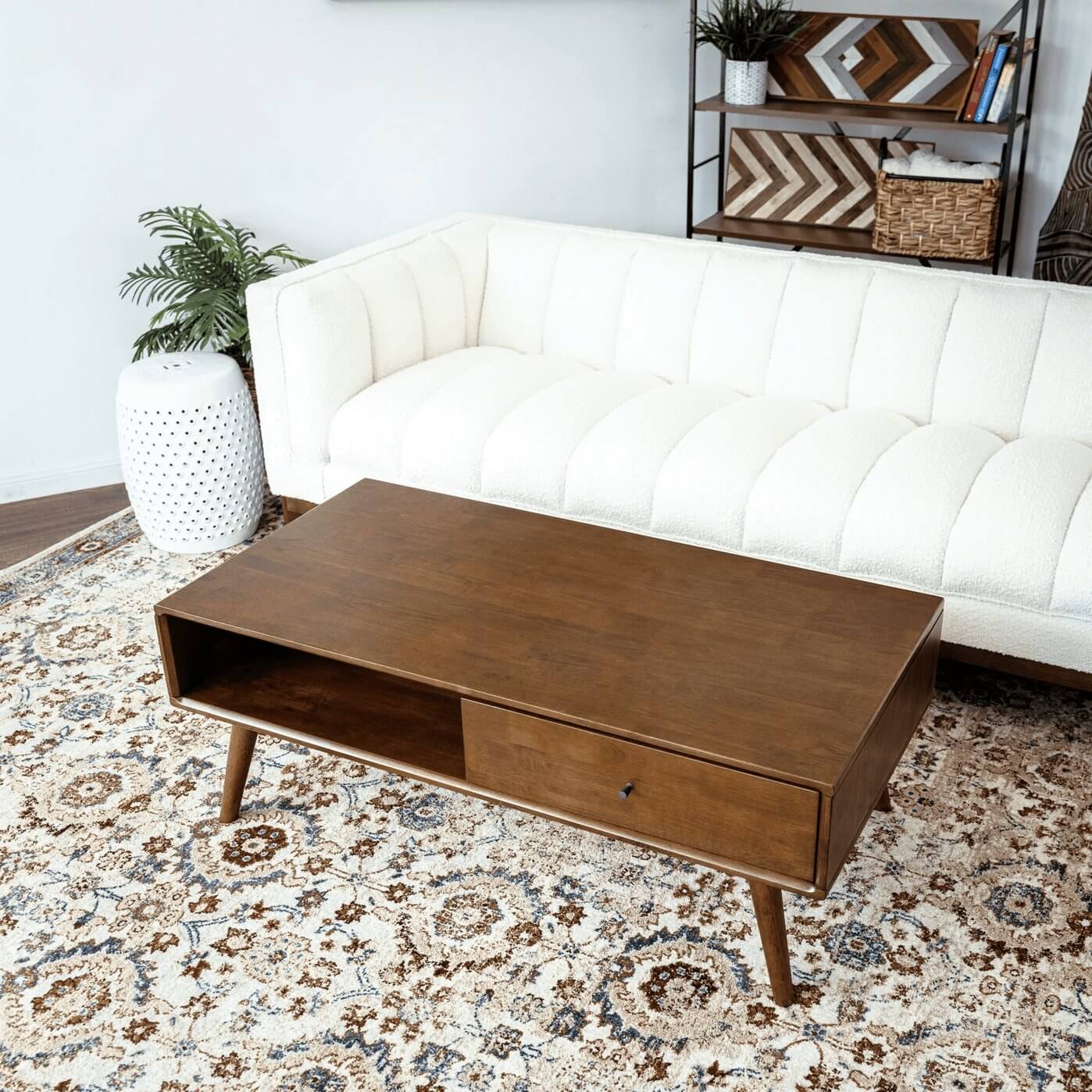 Caroline MCM Teak Solid Wood Coffee Table 48" - Revel Sofa 