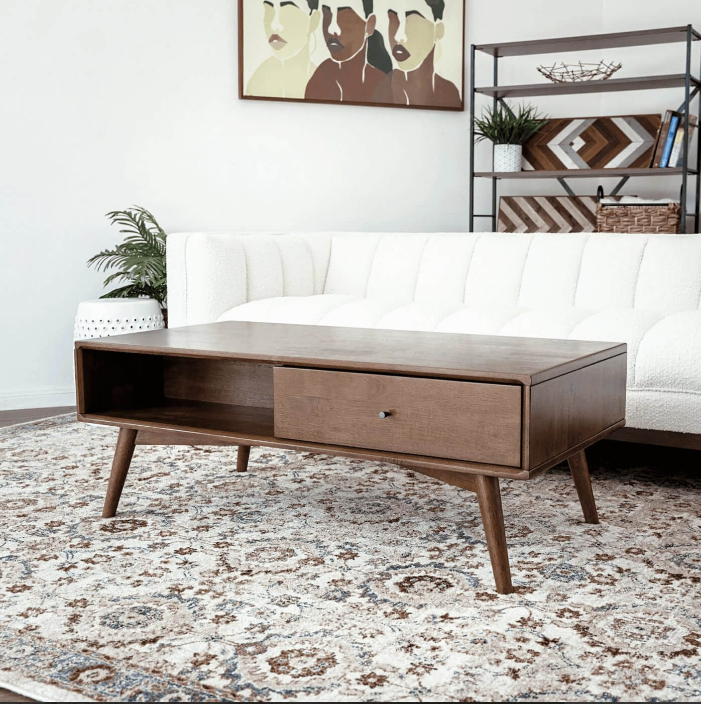Caroline MCM Teak Solid Wood Coffee Table 48" - Revel Sofa 