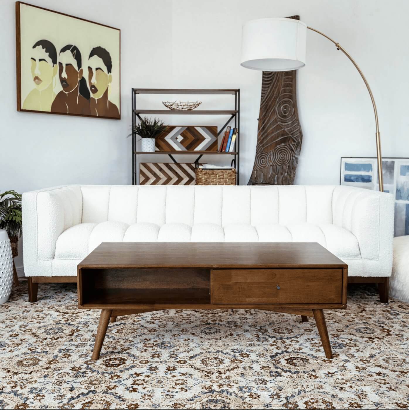 Caroline MCM Teak Solid Wood Coffee Table 48" - Revel Sofa 