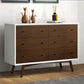Caroline MCM Solid Wood Dresser Walnut Finish (47") - Revel Sofa 