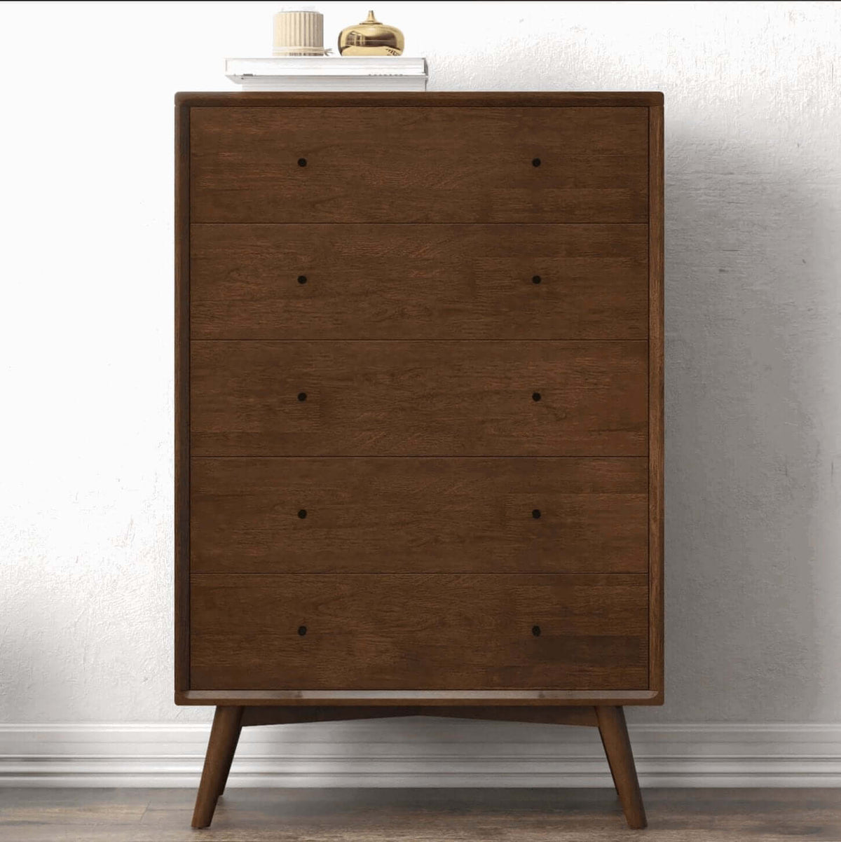 Caroline MCM Solid Wood Dresser Walnut Finish (47") - Revel Sofa 