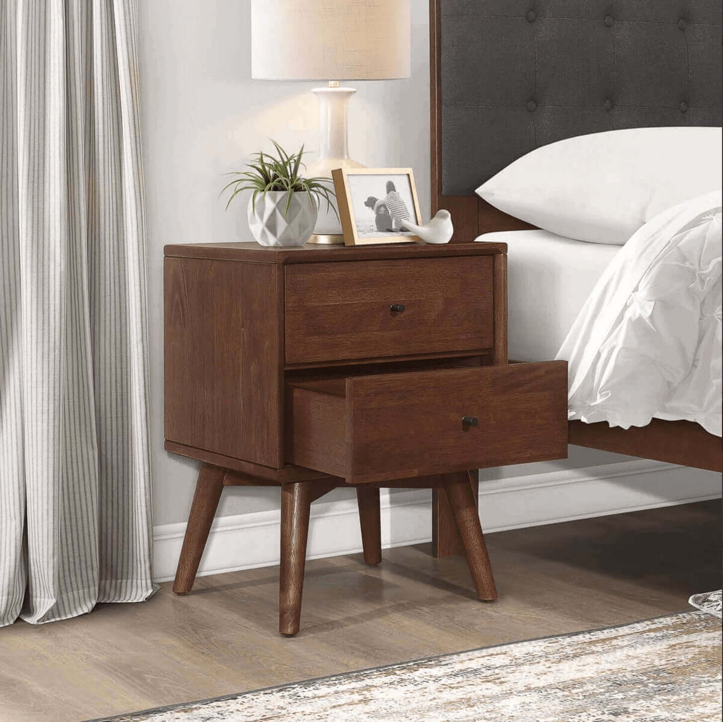 Caroline MCM Style Wood Nightstand - Revel Sofa 