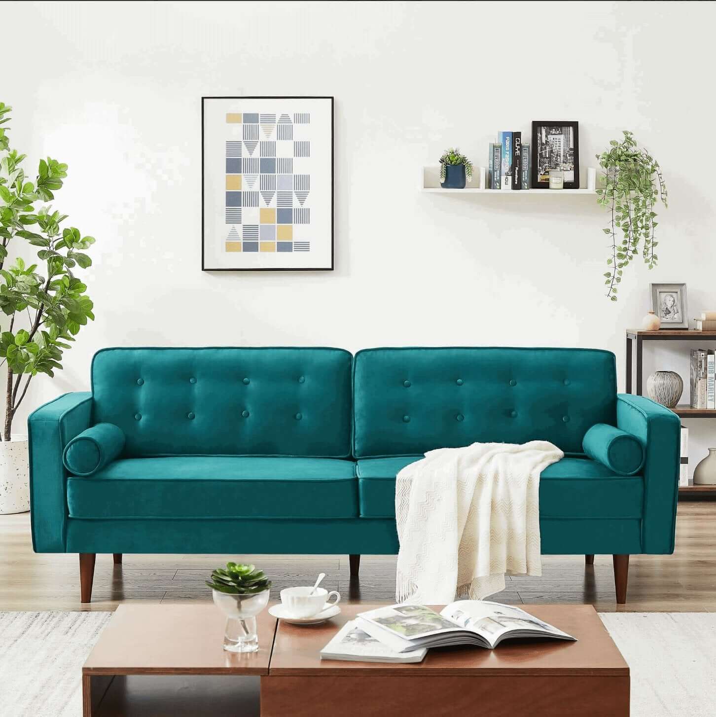 Casey MCM Style Button Tufted Velvet Sofa 84" - Revel Sofa 
