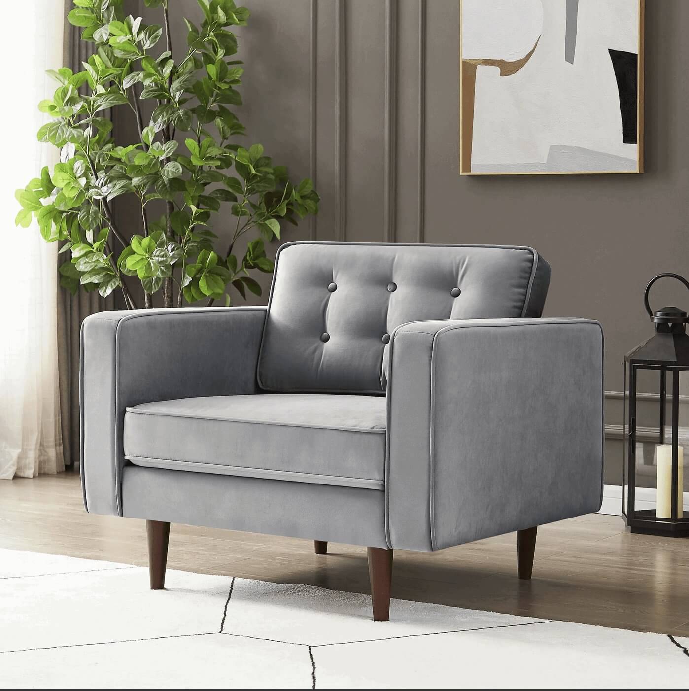 Casey MCM Style Velvet Lounge Chair - Revel Sofa 