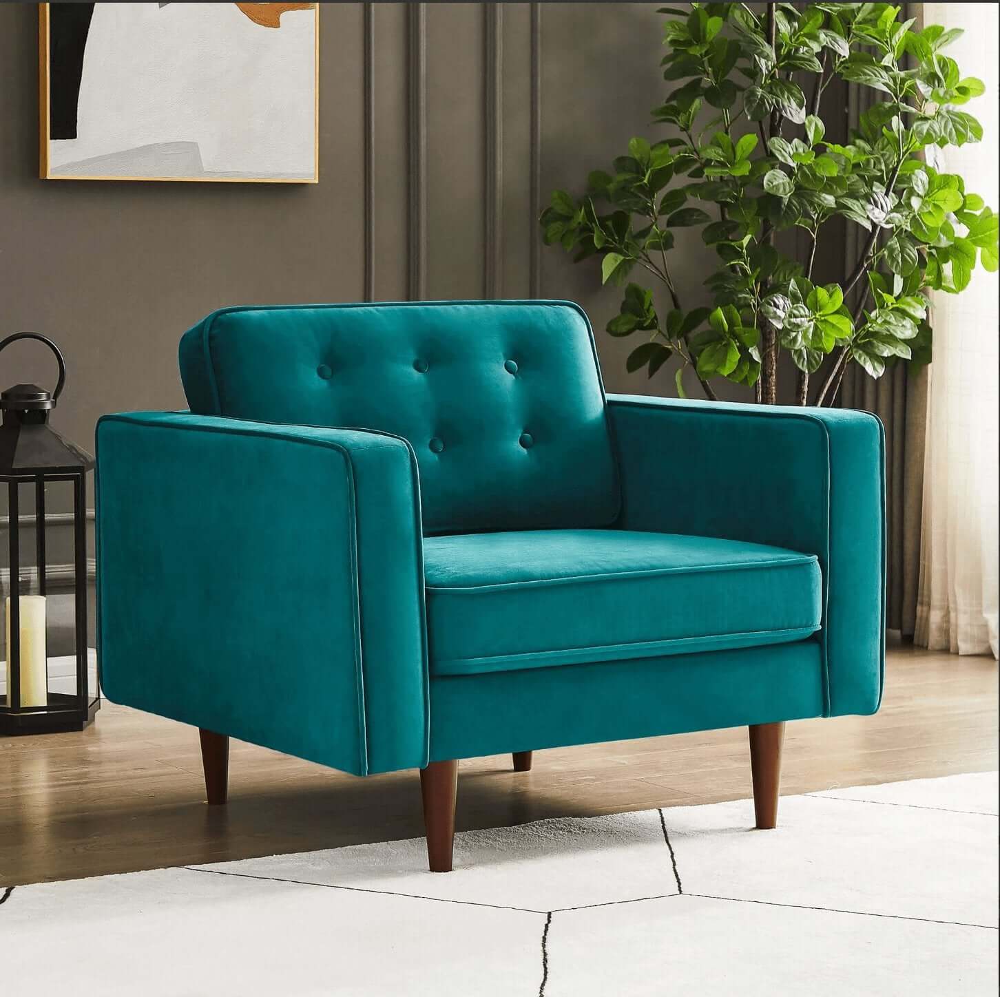Casey MCM Style Velvet Lounge Chair - Revel Sofa 
