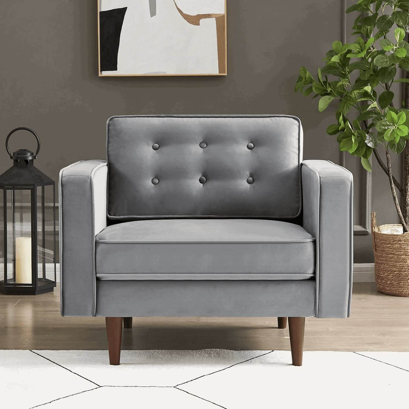 Casey MCM Style Velvet Lounge Chair - Revel Sofa 