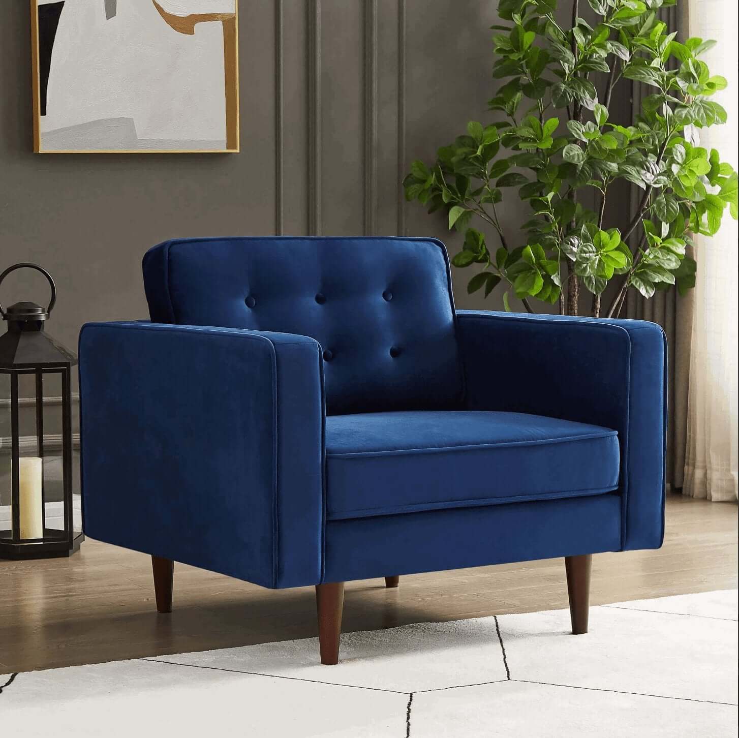 Casey MCM Style Velvet Lounge Chair - Revel Sofa 