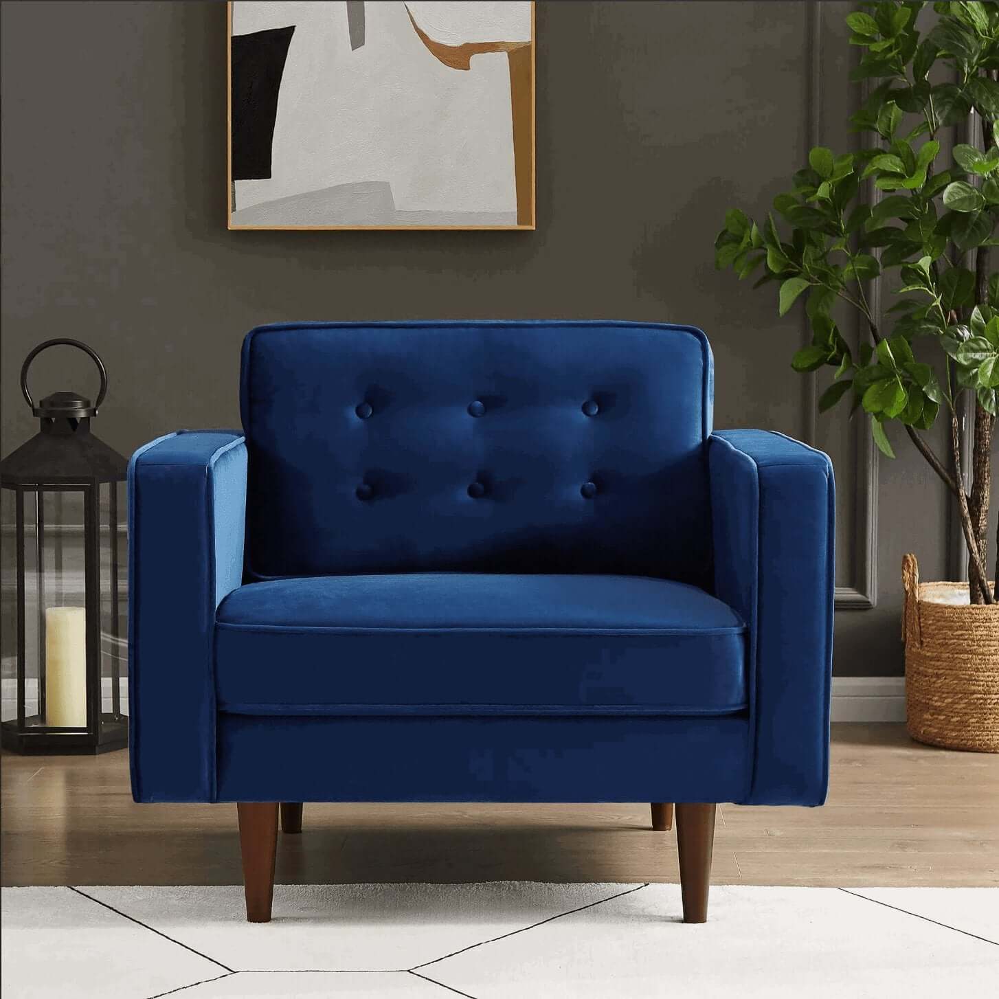 Casey MCM Style Velvet Lounge Chair - Revel Sofa 