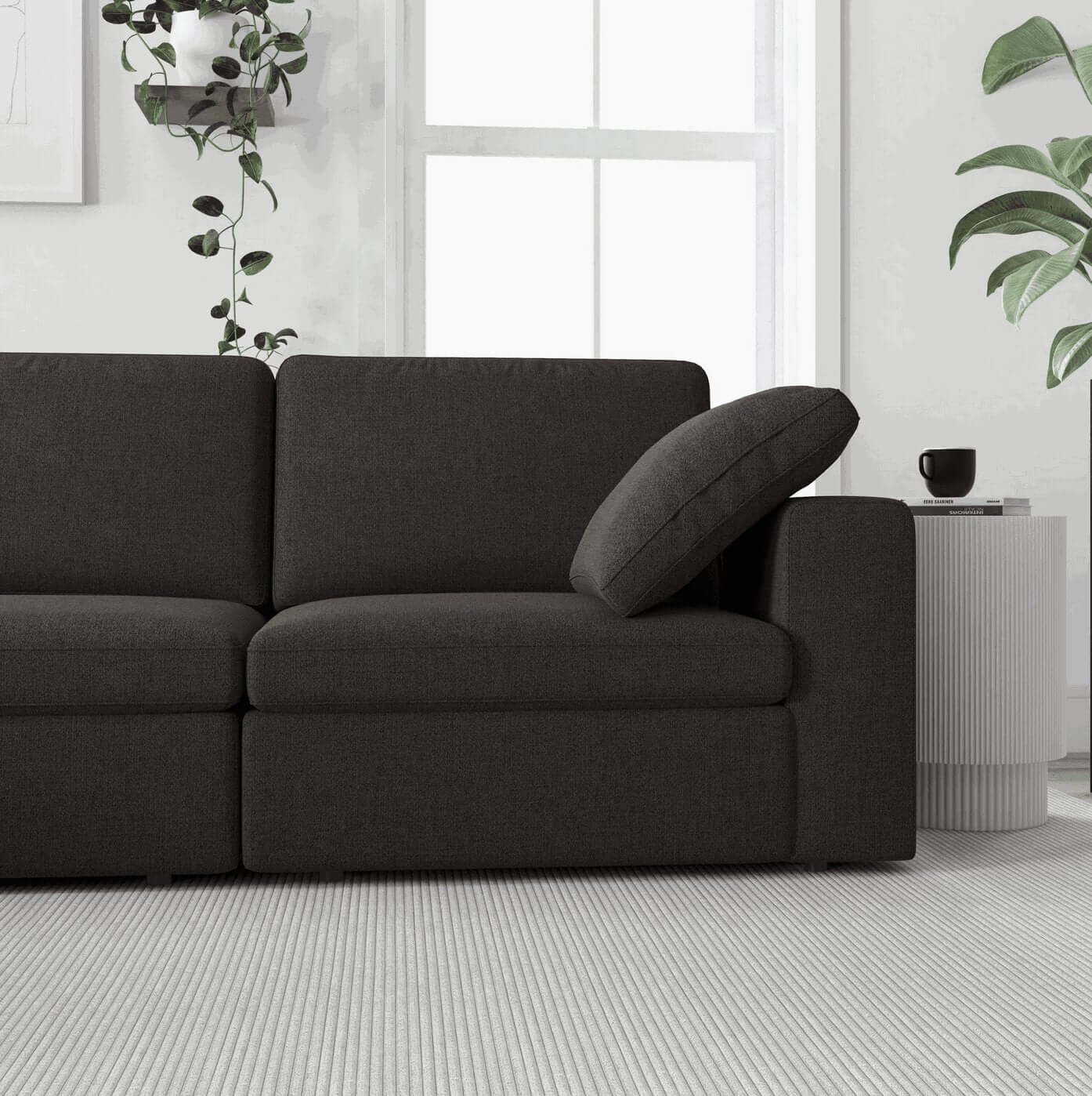 Cecilia Modular Sectional Sofa with Reversible Chaise, Dark Gray 121" - Revel Sofa 