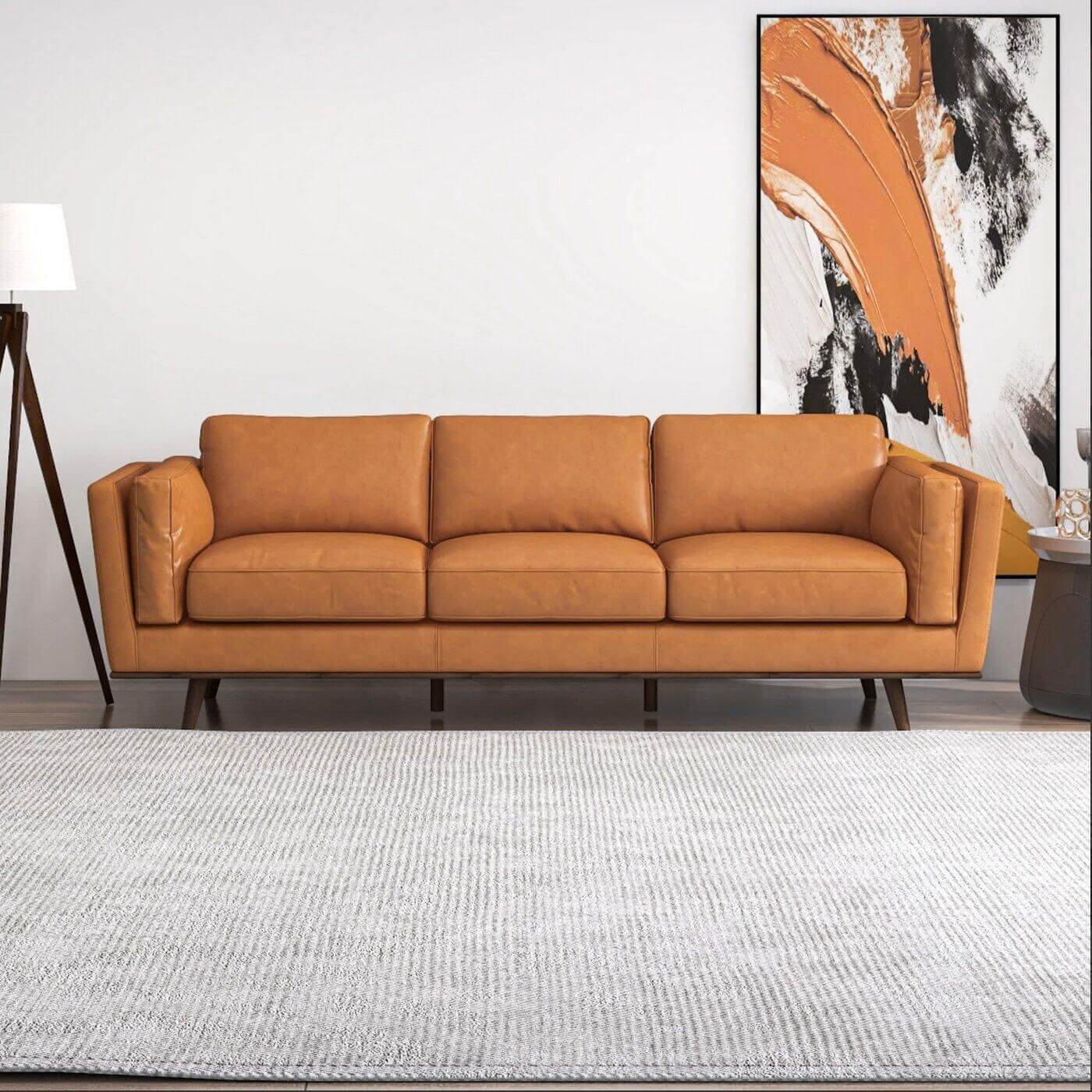 Chase MCM Style Genuine Leather Sofa 91" - Revel Sofa 
