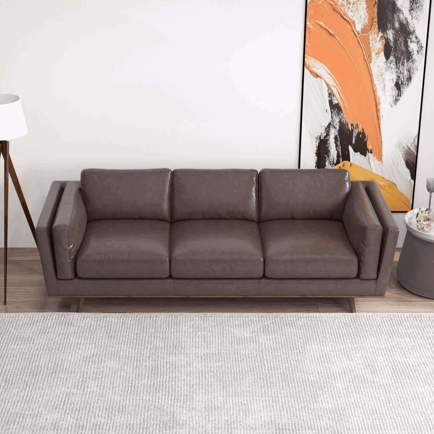 Chase MCM Style Genuine Leather Sofa 91" - Revel Sofa 