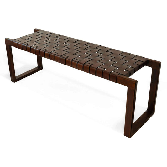 Christina Tan Strapped Leather Bench - Revel Sofa
