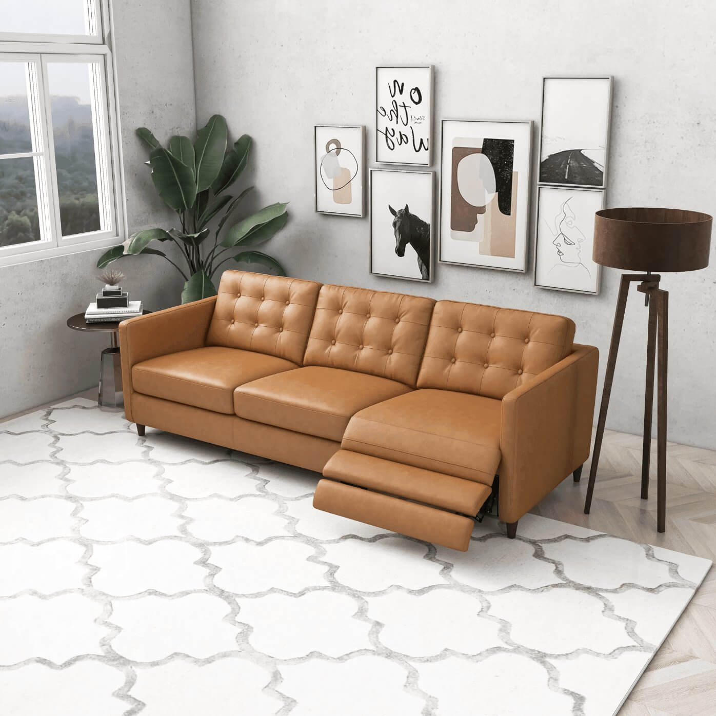 Christopher MCM Tufted Leather Power Reclining Sofa 93" - Revel Sofa 
