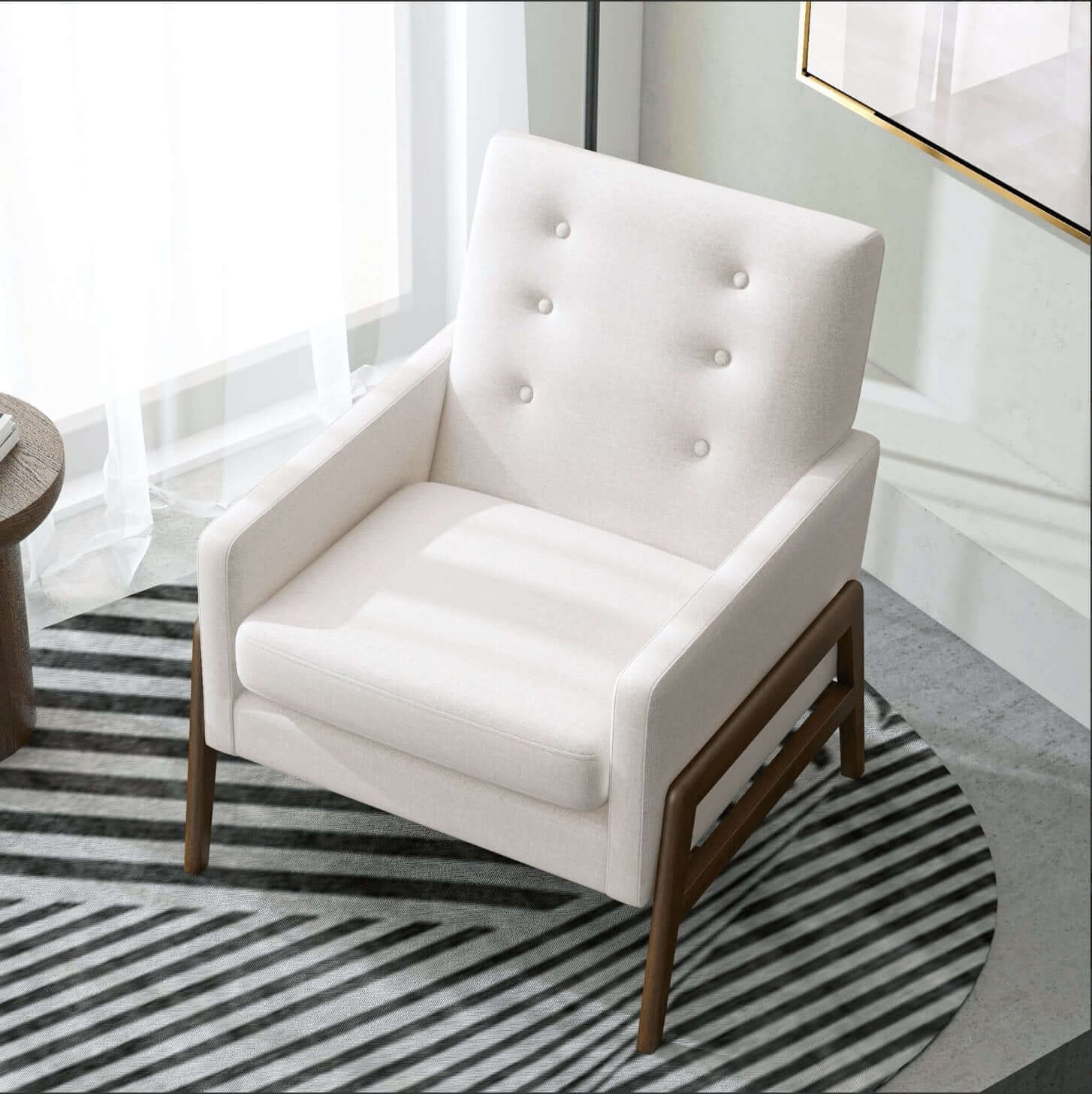 Cole MCM Button Tufted Lounge Arm Chair - Revel Sofa 