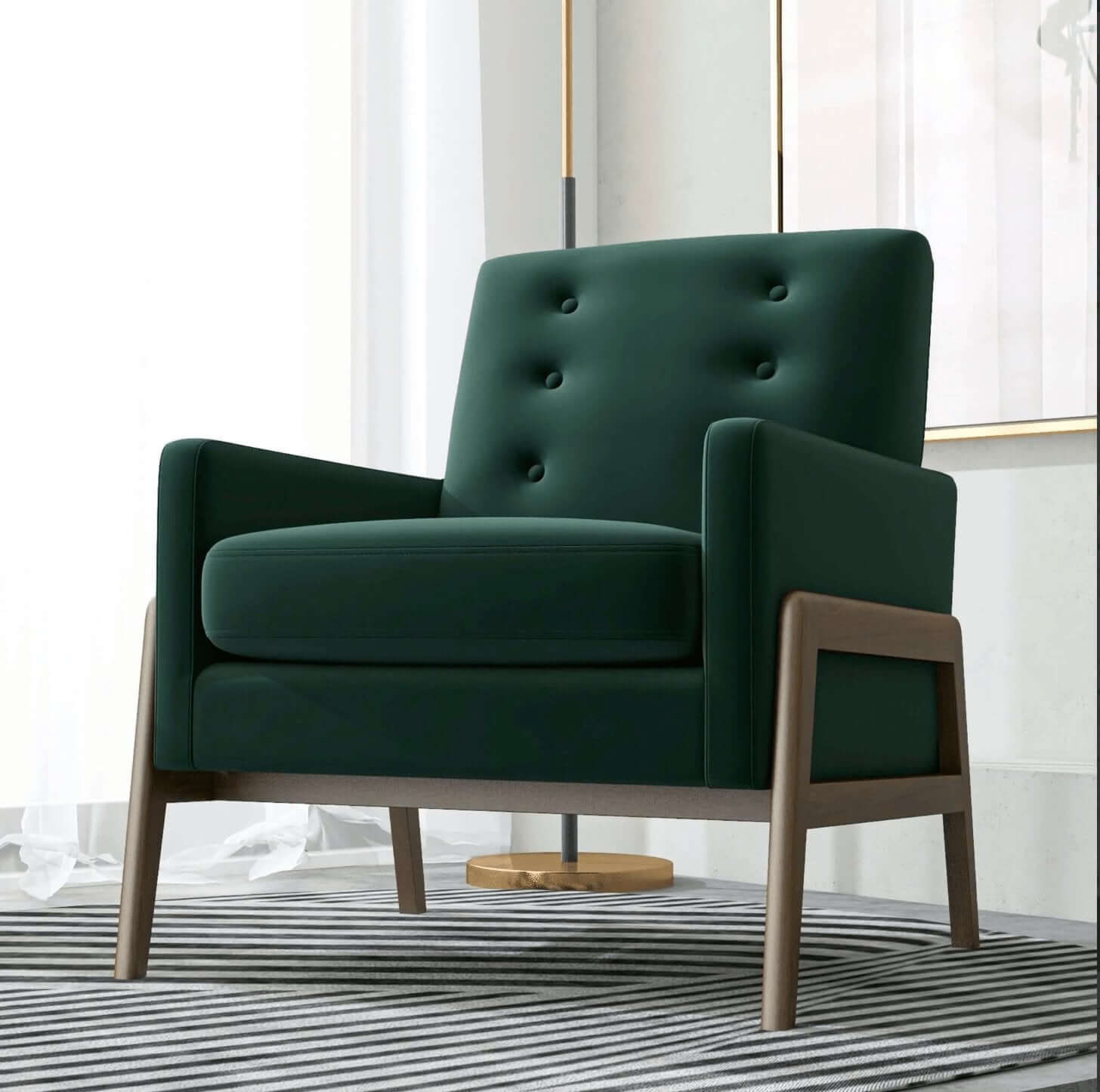 Cole MCM Button Tufted Lounge Arm Chair - Revel Sofa 