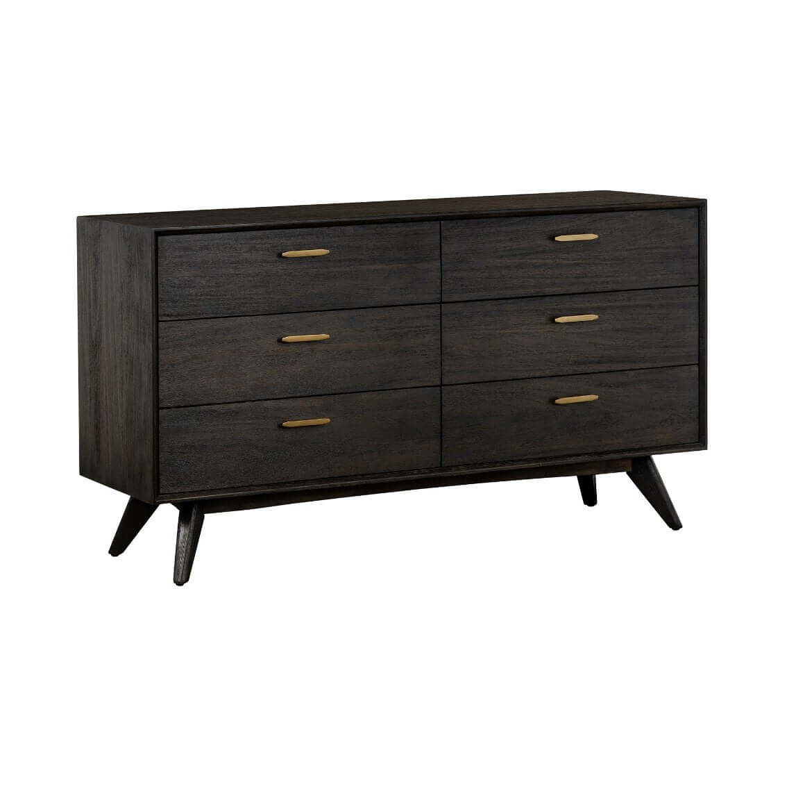 Solid Wood MCM Six Drawer Bedroom Storage Dresser 63